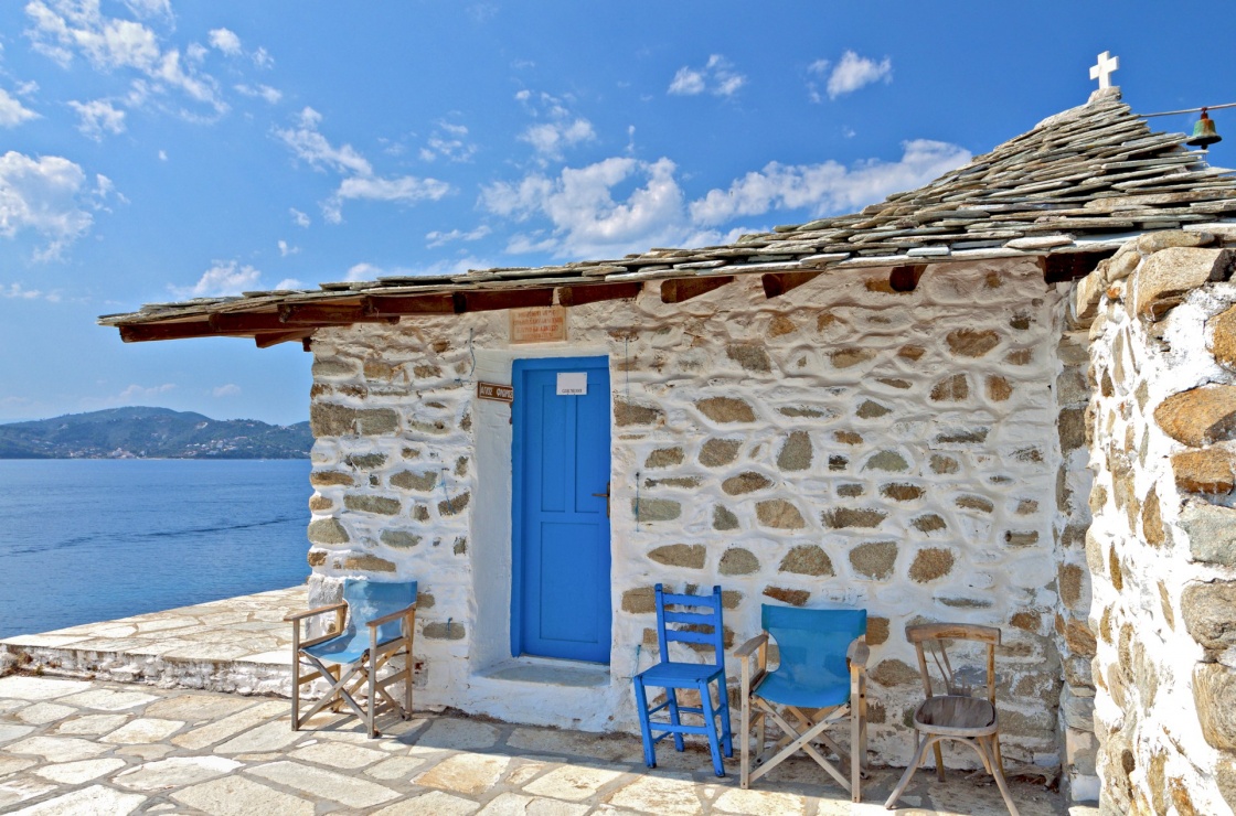 Agios Floros chapel at Tsougria island near Skiathos in Greece